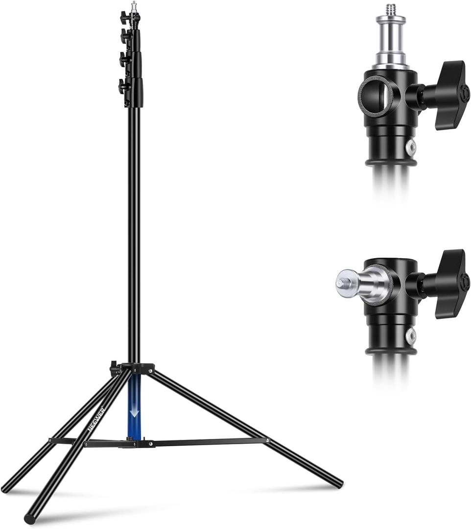NEEWER 13ft/4m Air Cushioned Light Stand, Heavy Duty All Metal Photography Tripod Stand with 1/4 to 3/8 Reversible Spigot, 3 Way Mounting Interface & Metal Locking Knobs, Max Load 6.5lb/3kg