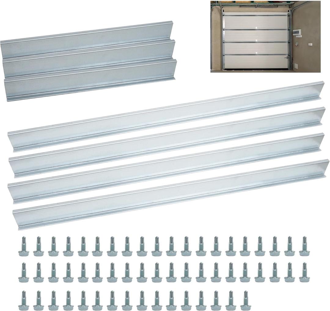 Heavy Duty Steel Garage Door Strut 16Ft Garage Door Reinforcement Bracket Garage Door Support Brace Repair Kit, Reinforcement Hurricane Strut Beams Prevents Bending and Sagging