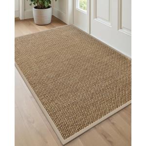 DEXI Entryway Door Mat 32x48, Non Slip Rubber Backing Inside Entry Mat, Low Profile Easy Clean Dirt Trapper Doormat for Inside Entrance Patio, Beige
