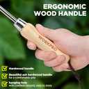 WORKPRO Dandelion Weeder Puller Tool with Wood Handle, Polished Stainless Steel Garden Weed Remover Tool, Two-Pronged Fork Weeder Tool for Lawn, Farmland, Transplant, Gardening