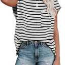 ANCAPELION Women’s Casual Summer Shirt Short Sleeve Round Neck T-Shirt Basic Tee Tunic Top Fit Loose with Pocket
 (Small)