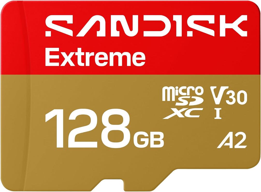 SANDISK 128GB Extreme microSD UHS-I Card - Up to 245MB/s Read Speed and 120MB/s Write Speed, 5.3K Video, 4K UHD Video, high-Performance for Action cams, Drones, Android Devices - SDSQXH9-128G-GZ6MA
