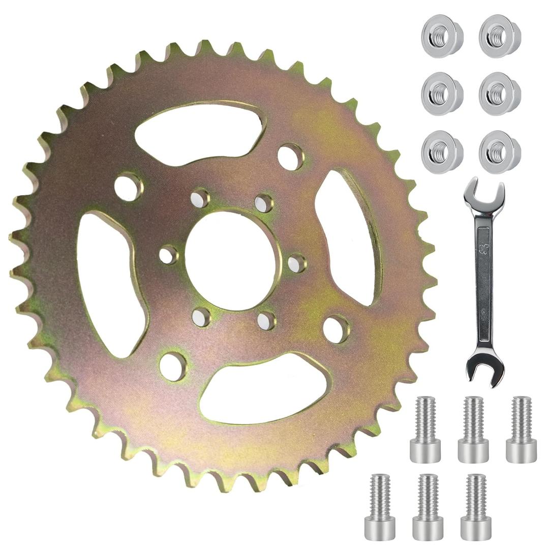 40T Steel Rear Sprocket #40/41/420, 6-Hole, Compatible with Mini Bike Models CT100U, CC100X, MMB80, DB30, MBX10 - Replacement Sprocket with Wrench Included