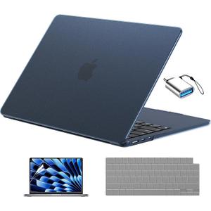 EooCoo Compatible with MacBook Air 13 inch Case M5 2026-2022 M4 M3 M2 Model A3449 A3240 A3113 A2681, Mac Air 13.6 inch Hard Shell & Keyboard Cover & Screen Film & Type-C, Frost Midnight