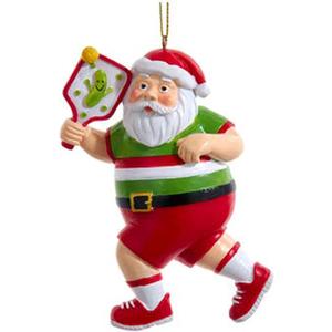 Kurt Adler 4.375-Inch Resin Pickleball Santa Ornament