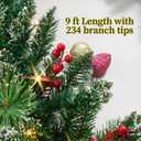 Jealoeur Christmas Garland with Lights, Battery Powered 8 Lighting Modes, 9FT 50 LED Luminous Christmas Decorations Indoor Home Decor.