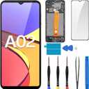 Screen Replacement for Samsung Galaxy A02 LCD Display Touch Digitizer Full Assembly with Frame Side Button Ear Speaker Vibration Motor Glass Repair Tools Kit SM-A022F (A022F A022M)