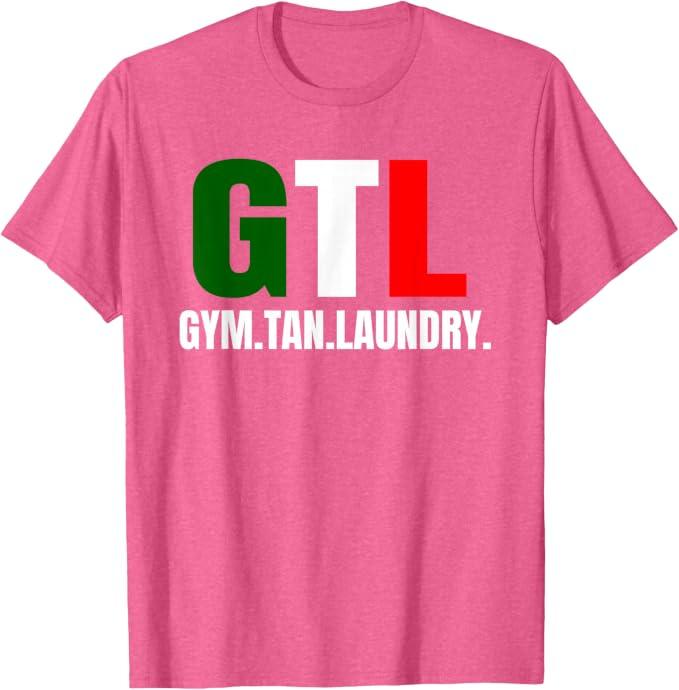 Gym Tan Laundry GTL New Jersey Garden NJ Shore Italian Flag T-Shirt (Pink Heather, S)