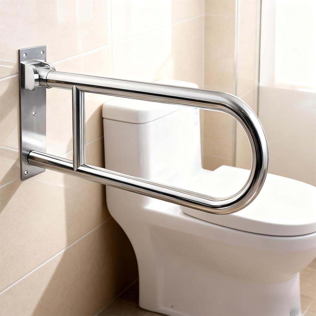 23.6 Inch Foldable Bath Grab Bar - 360 LBS Capacity 304 Stainless Steel, Anti-Rust Anti-Slip, Safety Handle for Elderly & Disabled Bathroom/Toilet Use