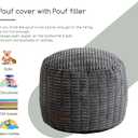 HIGOGOGO Pouf Ottoman Stuffed Round Modern Foam Filled Foot Rest Poufs for Living Room Chair Decorative 26 X 18 Inches Boho Relax Stool for Wedding Christmas Party, Dark Grey