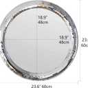 23.6inch Round Decorative Wall Mirror with Mosaic Glass Frame, Silver Bathroom Vanity Mirror