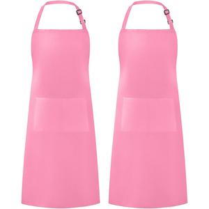 Syntus Apron for Men Women, Adjustable Cooking Kitchen Chef Aprons with 2 Pockets, Cotton/Polycotton/Polyester (Hot Pink)