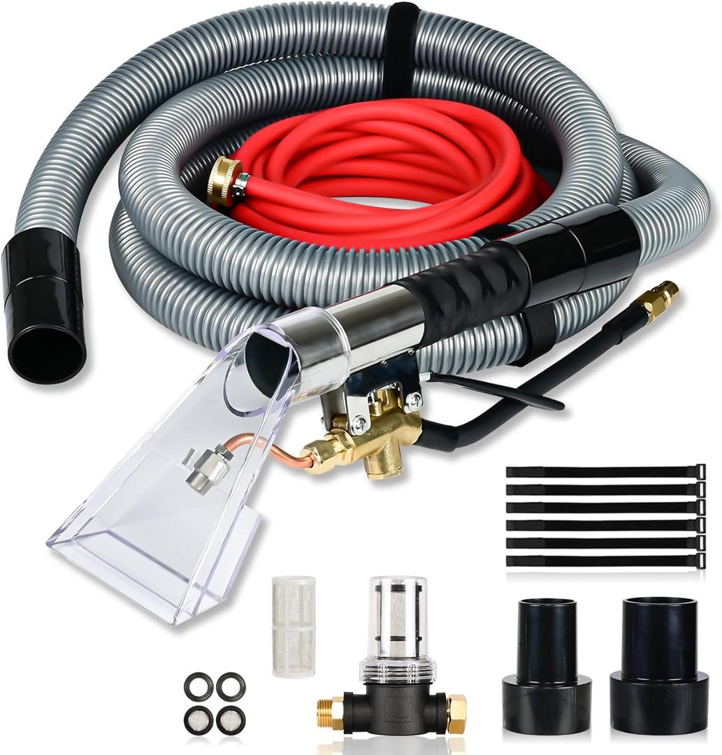 Shop Vac Extractor Kit, Universal Extractor Hose Kit for Shop Vac, Extractor Vacuum Attachment With 25FT Water Line and 10 FT Vacuum Hose & Adapter for Carpet Cleaning