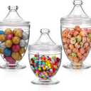 3 Pcs Acrylic Apothecary Jars with Airtight Lid, Candy Jars for Candy Buffet, Decorative Bathroom Canisters (42oz/34oz/29oz)