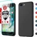 LeYi for iPhone 8 Plus Case: iPhone 7 Plus Case with 2 Pack Tempered Glass Screen Protectors, Shockproof Full-Body Liquid Silicone with Soft Anti-Scratch Microfiber Liner Black