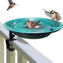 Deck Mounted Bird Bath for Outside, Detachable Birdbath Bowl with Sturdy Clamp, Easy Setup Outdoor Bird Feeder for Garden Patio Lawn Yard Decoration