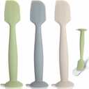 Baby Diaper Cream Spatula 3 Pack Diaper Spatulas Soft Silicone Diaper Cream Applicator Baby Butt Paste Spatula Brush with Suction Base,Full Size(Gray+Off-white+Green