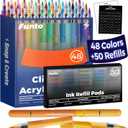 Funto 48 Colors + 50 Refills Acrylic Paint Markers Set, Dual Tip Markers for Adult Coloring Books No Bleeding, Art Supplies Paint Pens for Rock Painting, Wood, Fabric, Canvas, Pumpkin