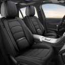 Leather Car Seat Covers, Full Set Waterproof Seat Covers Universal Fit for Cars Trucks SUV Pick-up, Automotive Seat Covers Protectors Include Front and Rear, Black