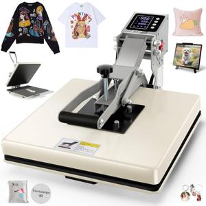 AKEYDIY Heat Press 15x15, Digital Shirt Press Heat Up Fast & Even, Pro Pull Out Heat Press Lower Platen Slide Out Heat Transfer Sublimation Heat Press Machine for Tshirts, Pillow, Pad, Bag, Gold