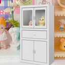 Mini Cabinet for Desk, Cute Small Locker for Girls, Metal Desktop Organizer with Drawer, Mini Cabinet for Miniature Display, Accessories Organizer for Desktop, White