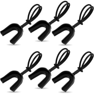 TOODOO 6 Pcs Strapped Mouth Guard Sports Mouthguard with Strap No Boil Football Boxing Mouthpiece Adult Youth Braces Soft Mouthguard for Lacrosse Basketball Hockey Wrestling (Black)