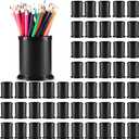 Sherr 50 pcs Pen Holder Cups Bulk for Desktop Storage Plastic Stationery Round Pencil Makeup Marker Organizers Cosmetics Makeup Brush Container for Office Desk Home School Supplies(Black)