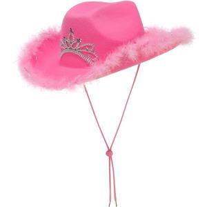 Cowgirl Costume for Girls Princess Dress up Halloween Cosplay Outfits with Hat Ear Clips Glasses (130(6-7T), Rose)