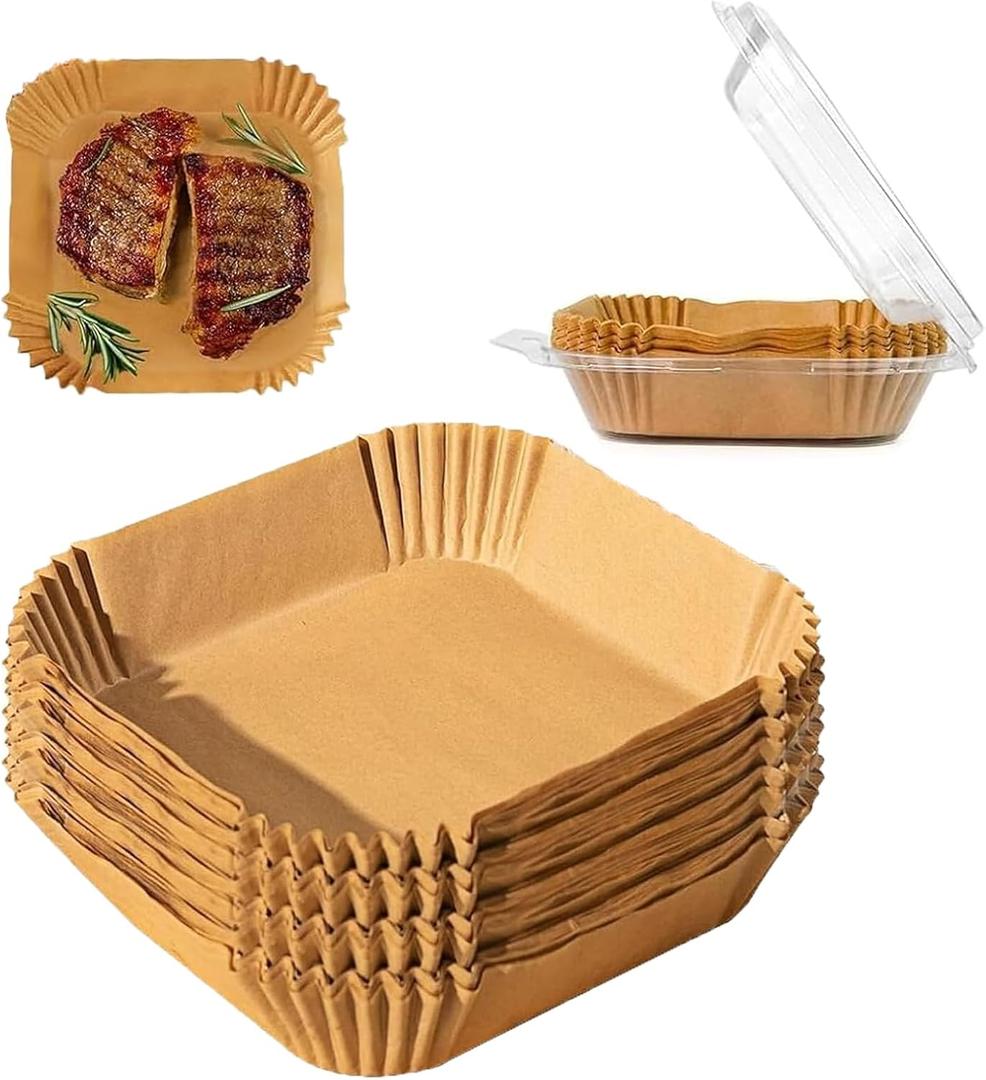 100Pcs Air Fryer Liners Disposable, 9 inch Square Parchment Paper Liner for Air Fryer, Baking, Roasting and Microwave, Non-Stick Airfyer Liners Accessories