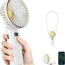 TUNISE Portable Handheld Fan, Portable Fan Rechargeable, 4000mAh, 180 Adjustable, 6 Speed Wind, Display Electricity in Real Time, USB Rechargeable Foldable F an, Quiet Personal Fan with Power Bank (White)