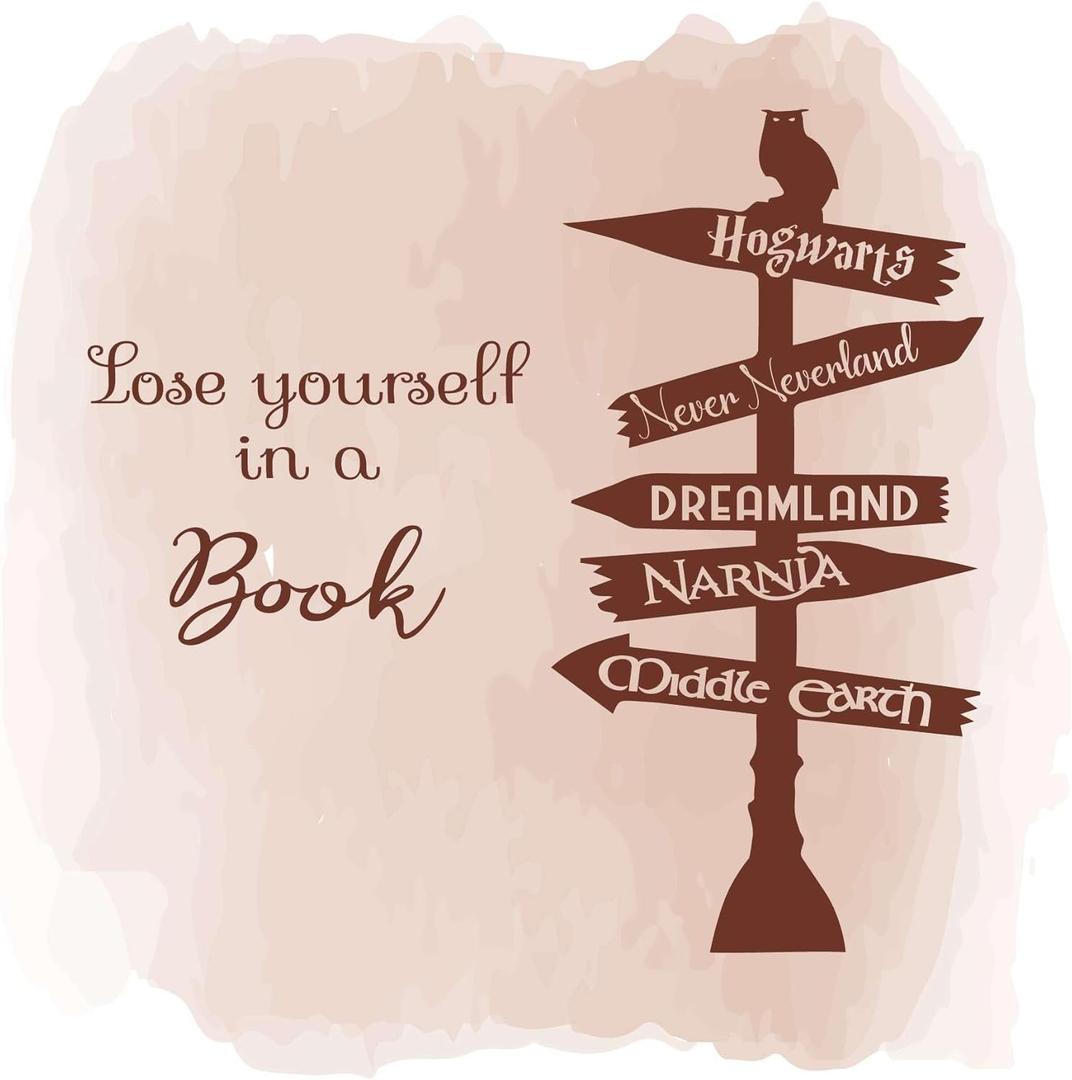 Family Lose Yourself in a Book Happiness Quote Wall Decal Decoration Book Titles Fun Destination Sign Kids Book Lovers Lasts Years and Easily Removable - Size: 20 in(W) x 20 in(H)