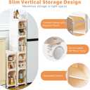 4-Tier Slim Bathroom Storage Cabinet, Tall Narrow Storage Cabinet with Movable Wheels, Adjustable Shelves, Skinny Bathroom Storage Organizer for Small Space, Bathroom, Kitchen, Laundry, Cream White