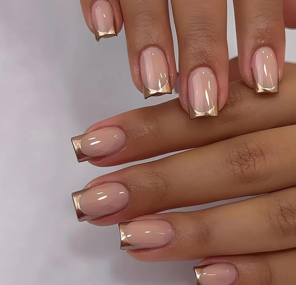 3 x Diowino French Tip Fake Nails 24Pcs Press on Nails Short Glossy Pink Acrylic Nails Summer Artificial Nail Press ons for Manicure Decor Art