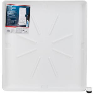 Camco Stackable Washing Machine Drain Pan - Measures 25 (L) x 27 (W) - Great for Apartment-Sized Washers or Stackable Units - Protects Floors from Leaks - Crafted of Heavy-Duty Plastic (21006)