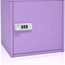 Mini Locker Small Storage Cabinet, Lockable Cabinet Organizer Locking Put on Office Desk, Size 9.85x9.85x9.85 in Metal Small Locker cabinets for Schools, Home, Dresser etc. Purple