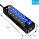 Powered USB Hub 3.0, Atolla 7-Port USB Data Hub Splitter with One Smart Charging Port and Individual On/Off Switches and 5V/4A Power Adapter USB Extension for MacBook, Mac Pro/Mini and More.