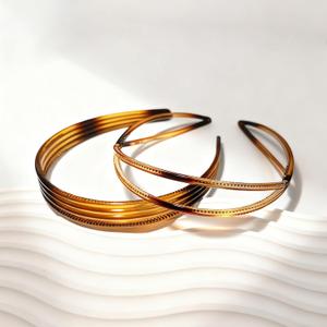 FANSSYA 2Piece Tortoiseshell Headband Set for Women with NonSlip Grip | Flexible Plastic Hairbands in Classic Brown & Amber Pattern | Thin & Wide Duo for Fine Hair