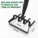 Garden Hoe, 72 Inch Soil Tiller Cultivator Stirrup Hoe, Heavy Duty 2-in-1 Garden Tool with Adjustable Long Handle, Action Scuffle Loop Hoe with Rake for Flower Beds, Garden Loosening Weeding Digging