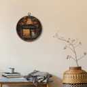 Sufamb Halloween Fall Ghost Round Wall Art Decor, Spooky Ghost Bookish Canvas Artwork Framed, Halloween Wall Hanging Prints Decorations for Bookshop Bookstore Reading Room Library Decor, 10x10 Inches