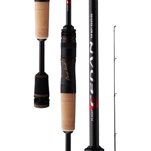 PURELURE Flight CEDAN 6'3'' Spinning Bass Rod, 36T Carbon Fiber Extra Fast | 2pcs Progressive Action Fishing Rod L to M Power, Solid Tip, Dark Oak Reel Seat 3A Cork Handle, FUJI Alconite Guide Ring
