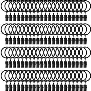 84 Pack Curtain Rings with Clips 1.26" Interior Diameter,Metal Drapery Ring with Clips Compatible with up to 1 inch Drapery Rod,Strong Vintage Decorative Rustproof Drapery Ring with Hooks(Black)