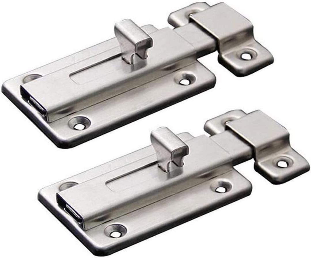 Door Bolts, 2 Pieces Stainless Steel Latch Sliding Door Lock, Surface Mounted Slide Bolt for All Types of Internal Doors
