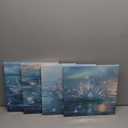 Lotus Flower Wall Art Teal Wall Decor Zen Bathroom Picture for Walls Canvas Prints Paintings Spiritual Meditation Wall Decor Turquoise Water Flowers Poster Yoga Room Artwork Decorations 12x12" 4Pcs