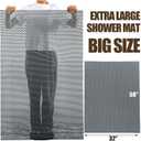 HOMBYS 58 x 32 Extra Large Shower Mat for Shower Stall Tub, Non Slip Bath Mat Bathroom Accessories, PVC Mats for Shower and Bathroom, Quick Drying, (Gray, 58"x32")