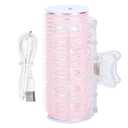 ANGGREK Hair Curler, Hot Rollers Single Heated Curlers Mini Large with Clip Air Drying USB for Curtain Bangs, Fringe, Short Medium Length Hair, Battery Operated, Pink