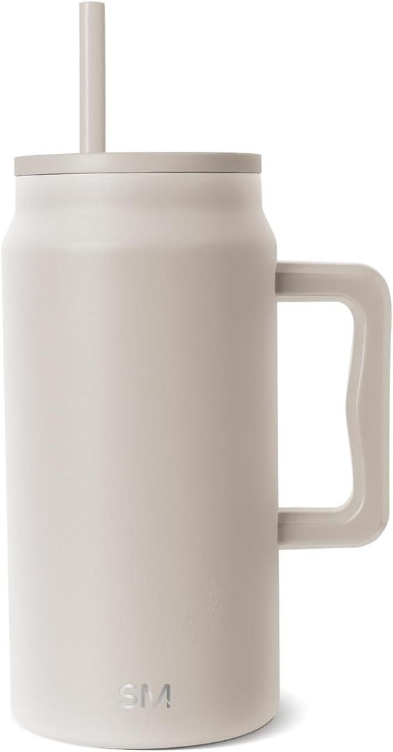 Simple Modern 50 oz Mug Tumbler with Handle and Straw Lid | Reusable Insulated Stainless Steel Large Travel Jug Water Bottle | Gifts for Women Men Him Her | Trek Collection | Almond Birch