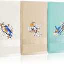 Bird Floral Hand Towels Farmhouse White Light Brown Turquoise Bird Bathroom Decor 14x29 Inch Embroidered Decorative Cute Spring Summer Cotton Soft Absorbent Hand Towels for Bathroom Kitchen