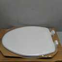 Mayfair Linden Slow Close Toilet Seat, Non Slip Heavy Duty Wood, Easy Install, Elongated, White