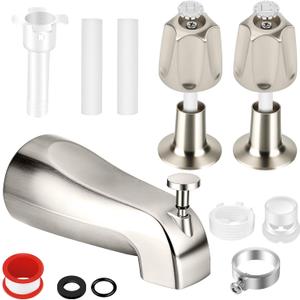 2 Piece Shower Knob Replacement, with Tub Spout, 2 Handle Tub Shower Faucet Set Compatible with Pfister Verve Tub Shower Faucet Hot and Cold Handles (Brushed Nickel)