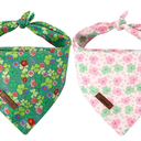 Easter Dog Bandanas 2 Pack, Bunny Eggs & Egg Stripe Pattern Easter Dog Scarf Bib for Boy and Girl, Cute Holiday Bandana for Large and Extra Large Dogs